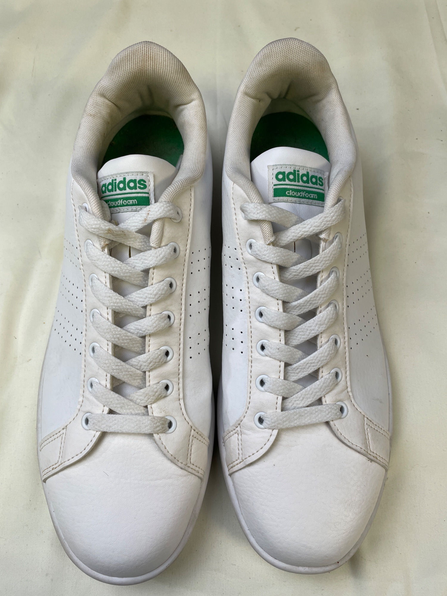 Adidas Neo Cloudfoam Men's Leather All White Sneakers / Shoes Size 12 SKU 6007