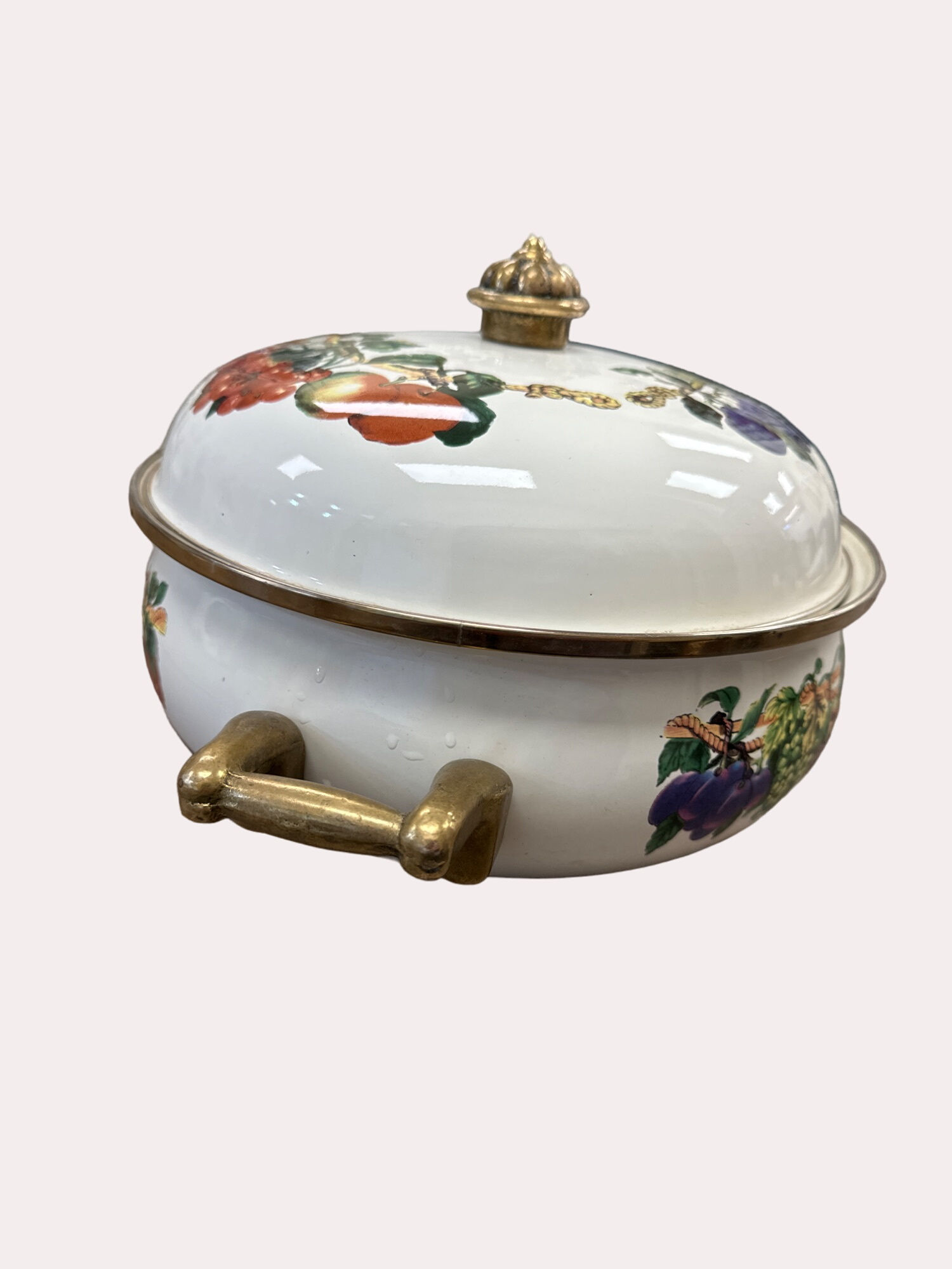 tabletops unlimited floral fruit vintage 10X4 cook sauce pan SKU 6054