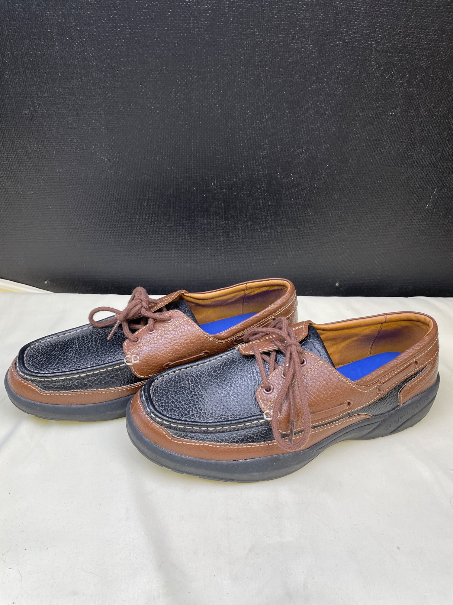 Dr Comfort Men's Black / Brown Leather Boat Shoes/ Loafers Size 11M SKU 5493