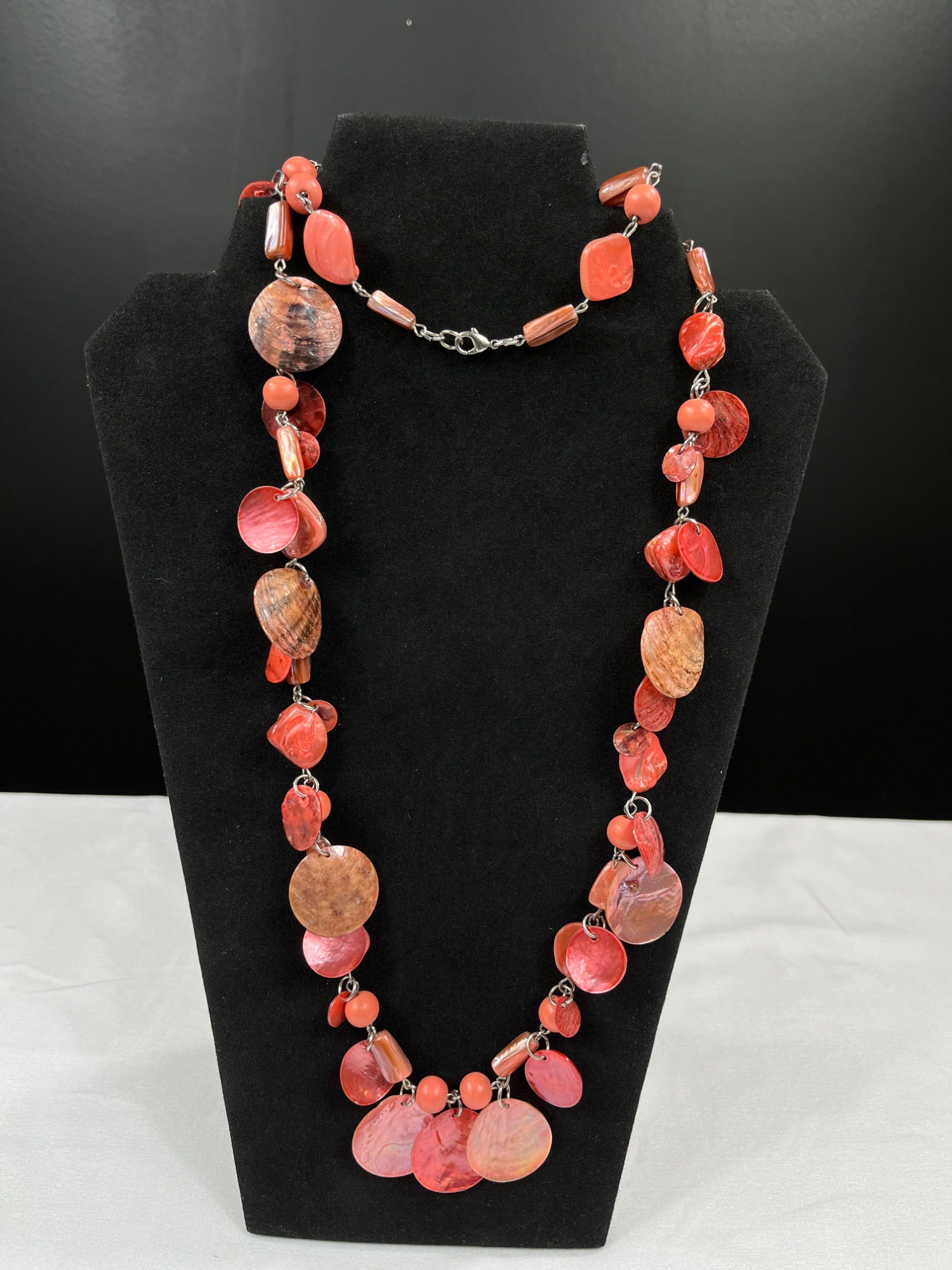 Handcrafted SKU 7854 Womens Coral Shell Beaded Necklace