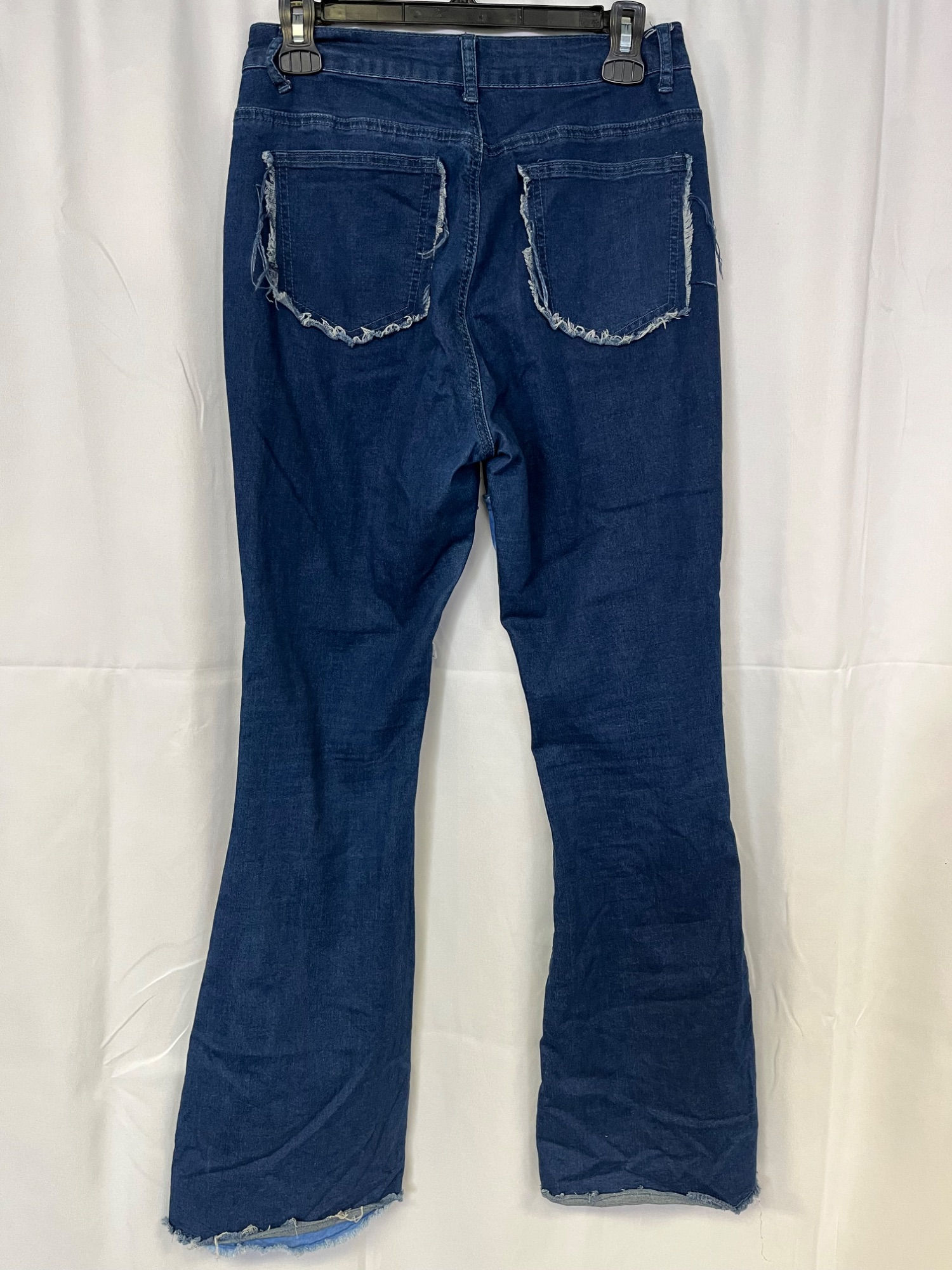Jeans Womens Blue Ombre Patchwork Flare Jeans Size M SKU 6734