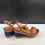 Thumbnail: Rebecca Valenti Womens Tan Blue Shoes Wedge Sandals Heel Size 8 SKU 4726