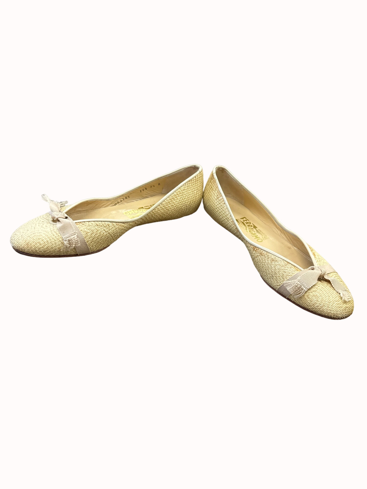Salvatore Ferragamo women’s beige leather shoes flats SKU 6380