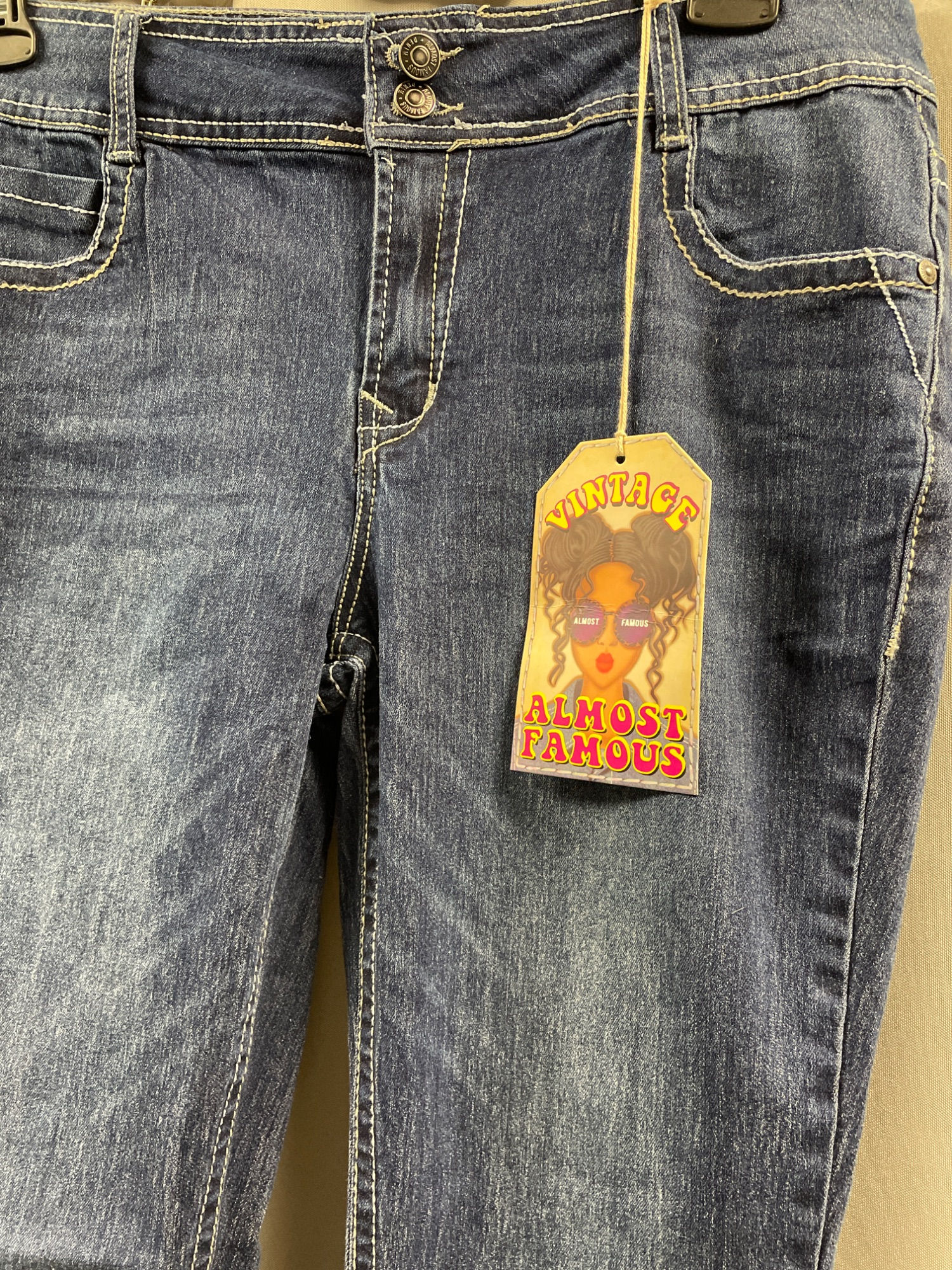 Almost Famous Women's Blue Jean Midrise Boot Cut Size 13 SKU 5150