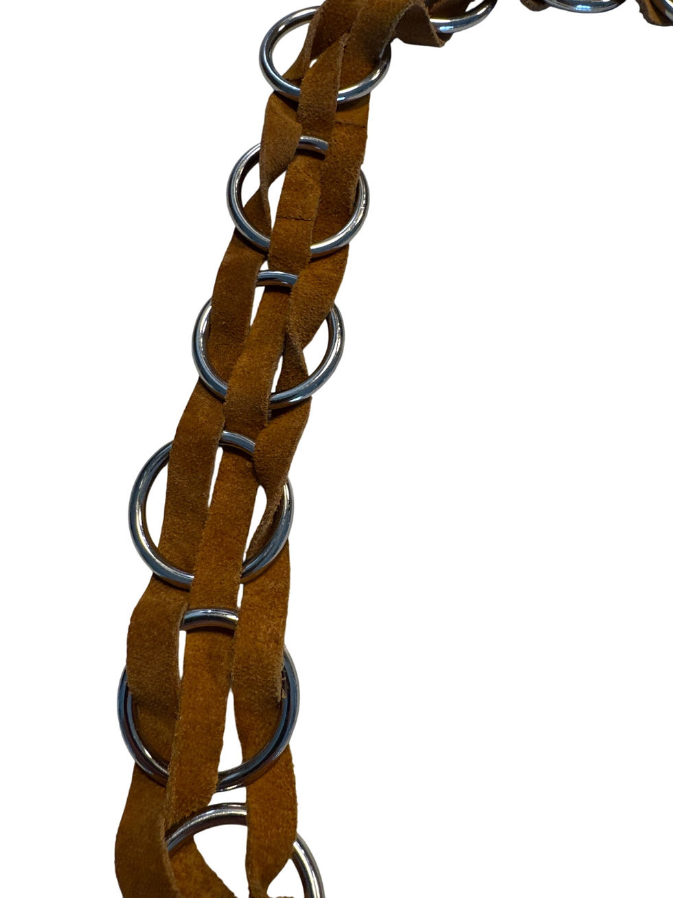 Thumbnail: Brown Leather & Silver Hoop womens leather belt SKU 6996