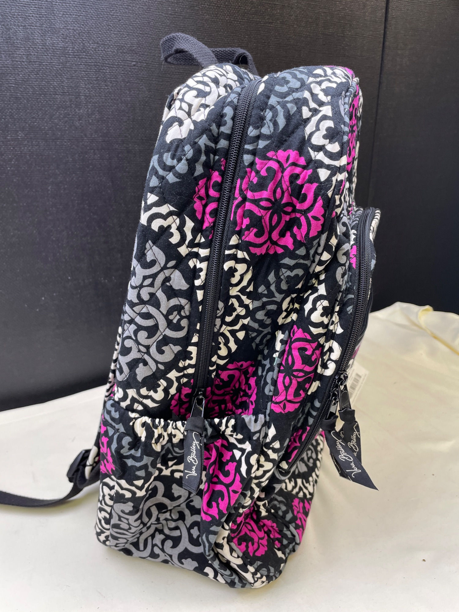 Vera Bradley Canterberry Magenta Women's Black Pink Floral Back Pack SKU 6091