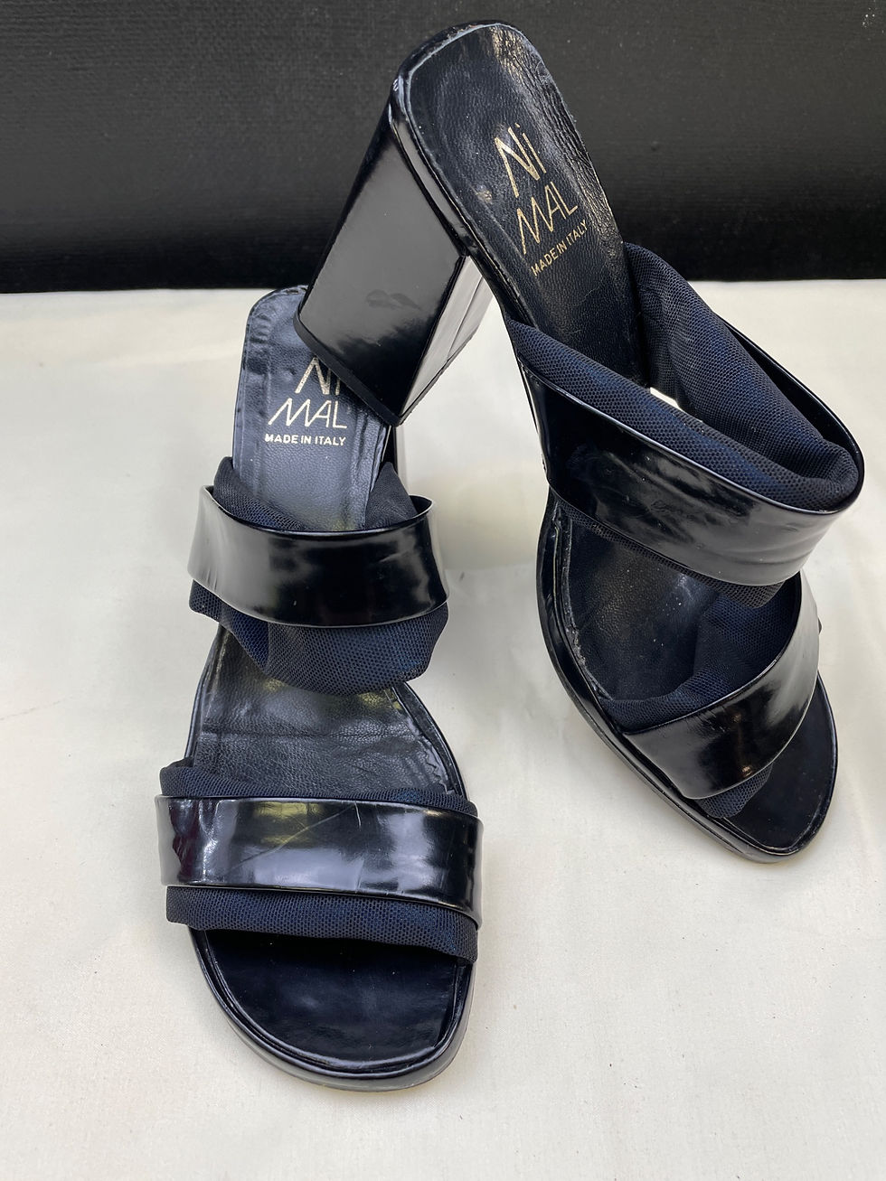 Lavorazione Artigiana Women's Black/Blue Shoes/Sandals Heel 3.75" S-6.5 SKU 5351