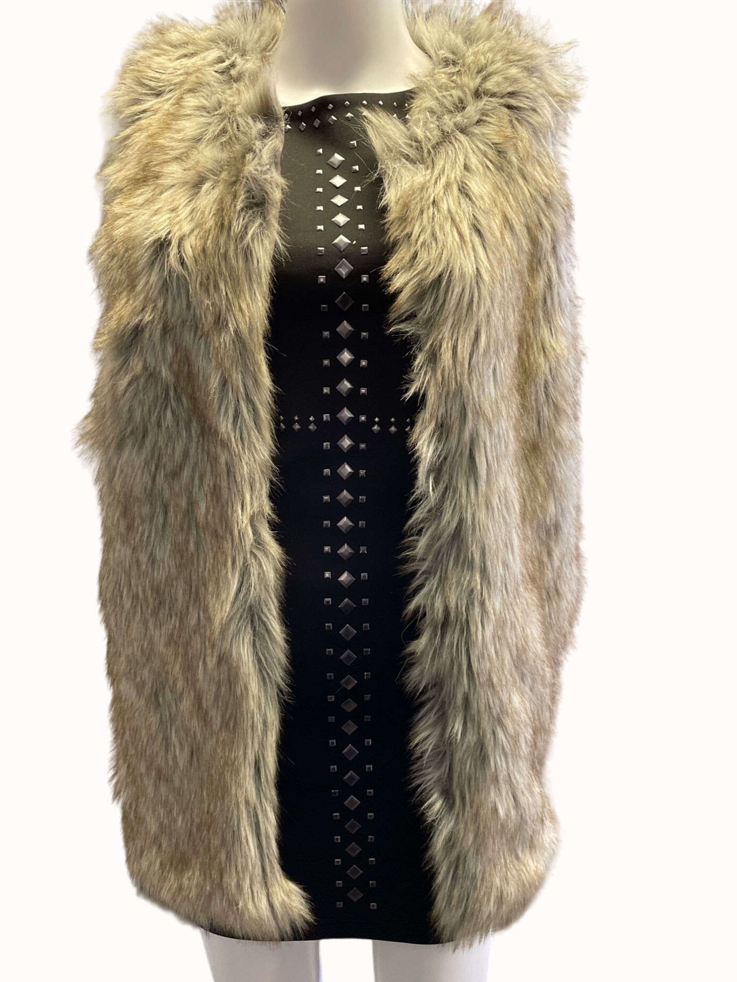 Rachel Zoe Women's Faux Fur Vest Brown/Gray Size M SKU 5746