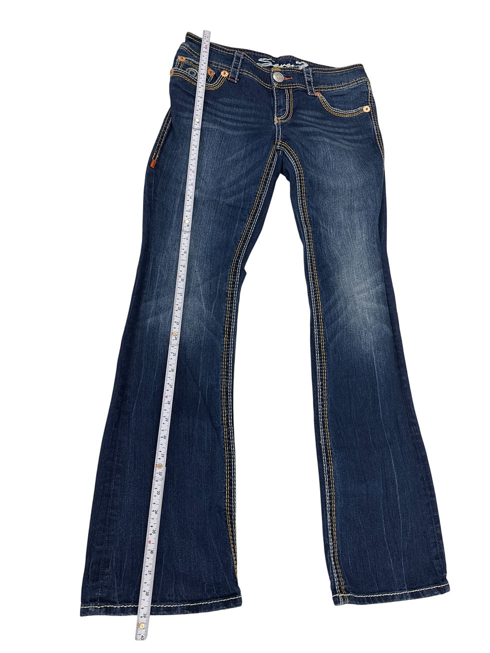 Thumbnail: Seven7 Womens Bootcut Jeans Blue Denim wide bottom Size 4 SKU 7417