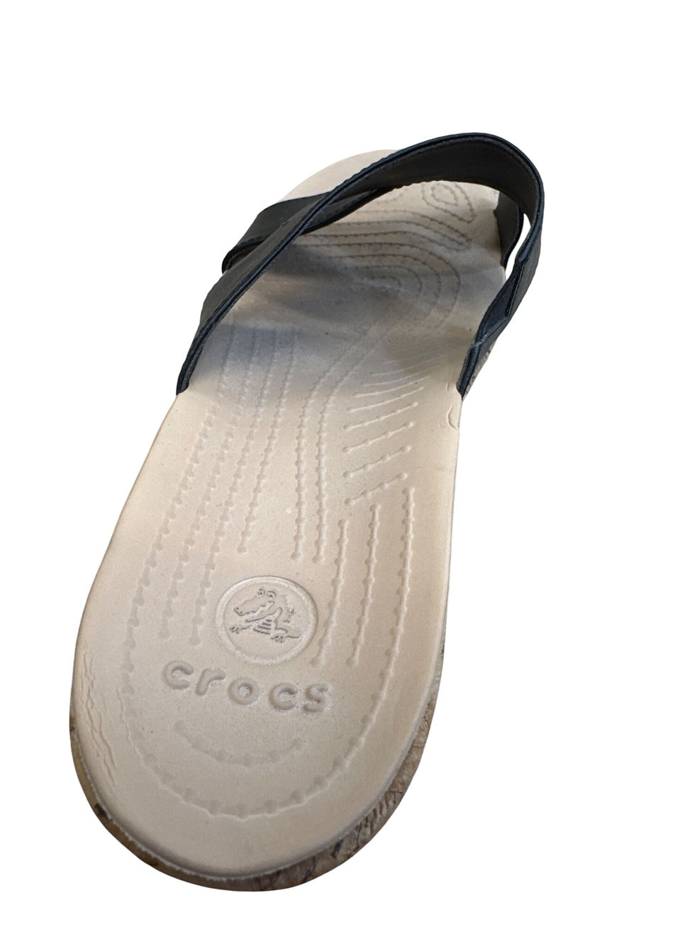 Thumbnail: Crocs Womens Black Cork Wedge Sandals Size 10W SKU8135