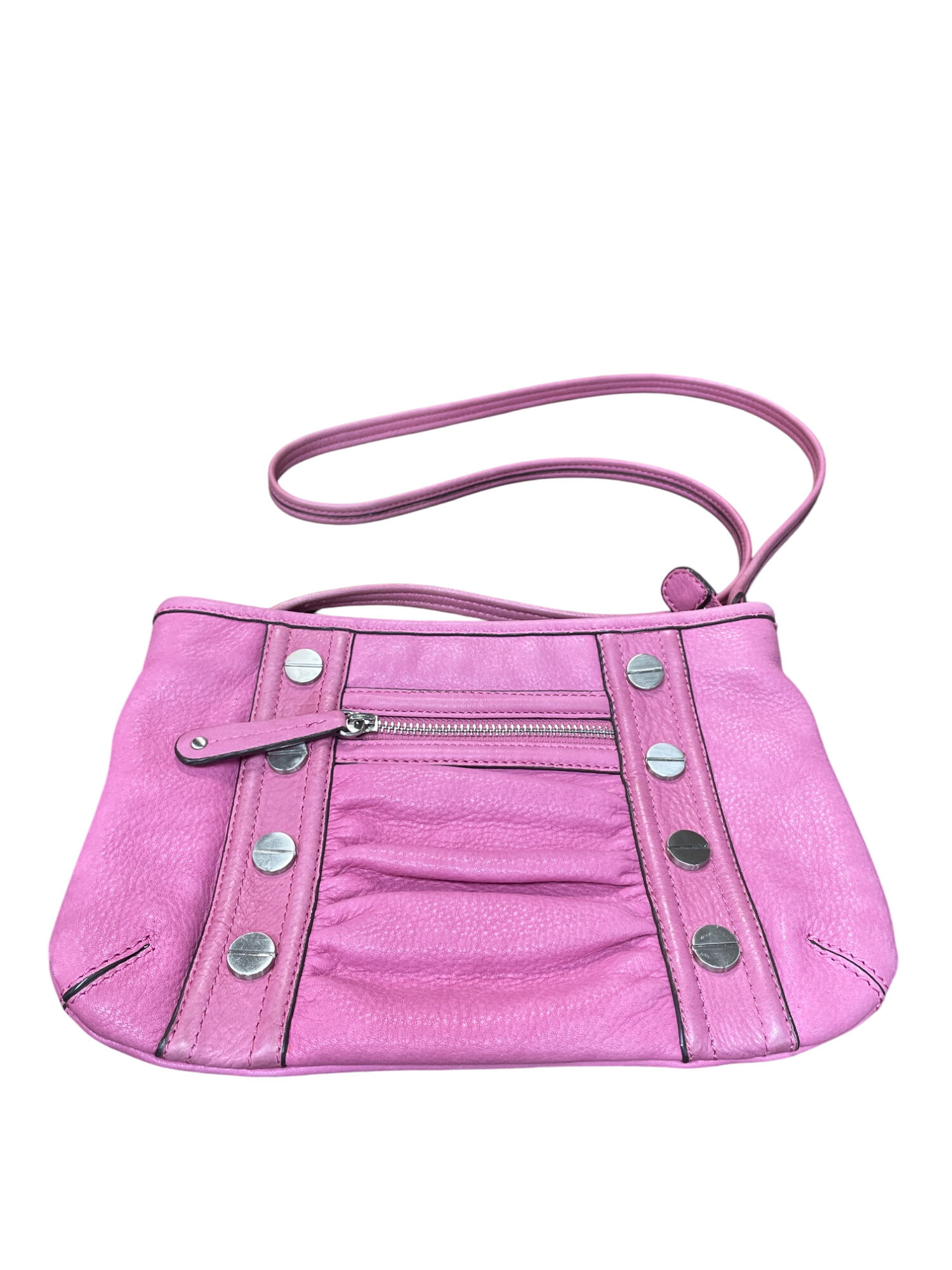 B. Makowsky Womans Pink Leather Crossbody Shoulderbag SKU 9489