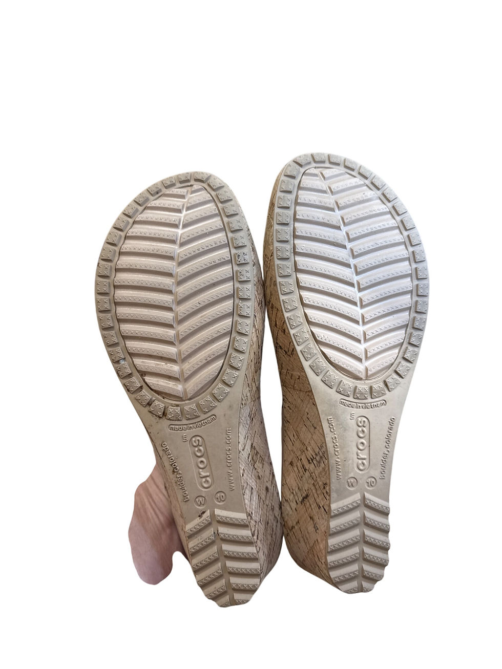 Thumbnail: Crocs Womens Black Cork Wedge Sandals Size 10W SKU8135