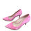 Thumbnail: Coach Womans Pink Suede Beaded Trim 3.5" Heels Size 7.5B SKU 9494