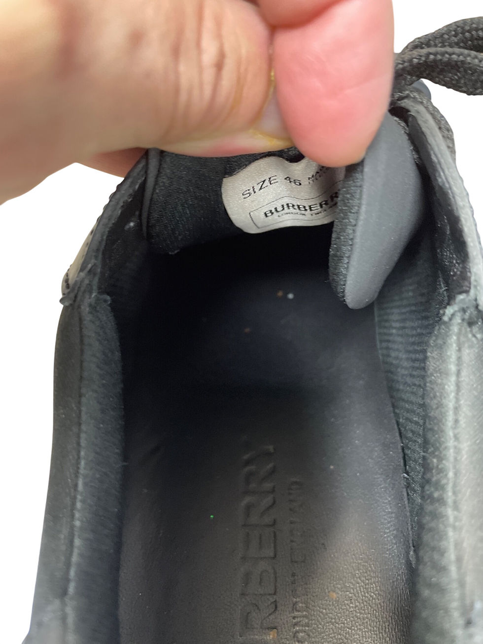 Thumbnail: Burberry Auth Mens Black Kingdom Leather Hook loop Mesh Sneakers Sz13 SKU 9712