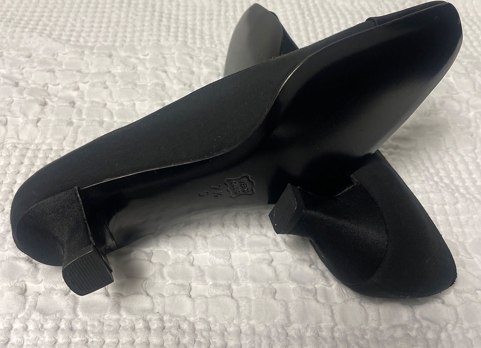 Thumbnail: Mezzo By Vaneli Women's Satin Black Pumps Size 7.5 Slim NEW! SKU 2114