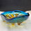 Thumbnail: Vintage Art Glass Bowl Blue Yellow candy dish centerpiece SKU 6691
