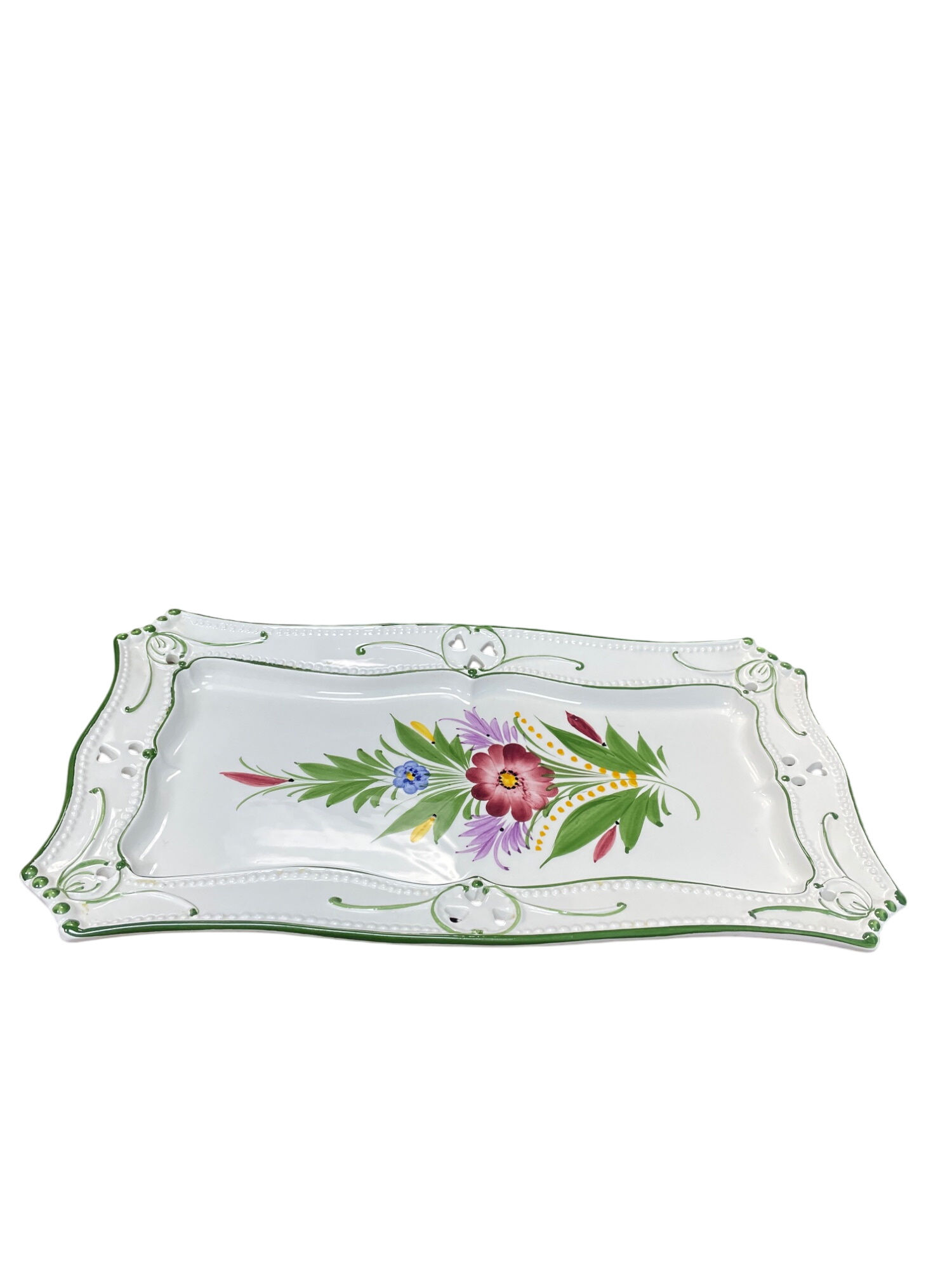 RCCL Portugal Hand-Painted Floral Heart Trinket Dish 15.5"x8" SKU 9323