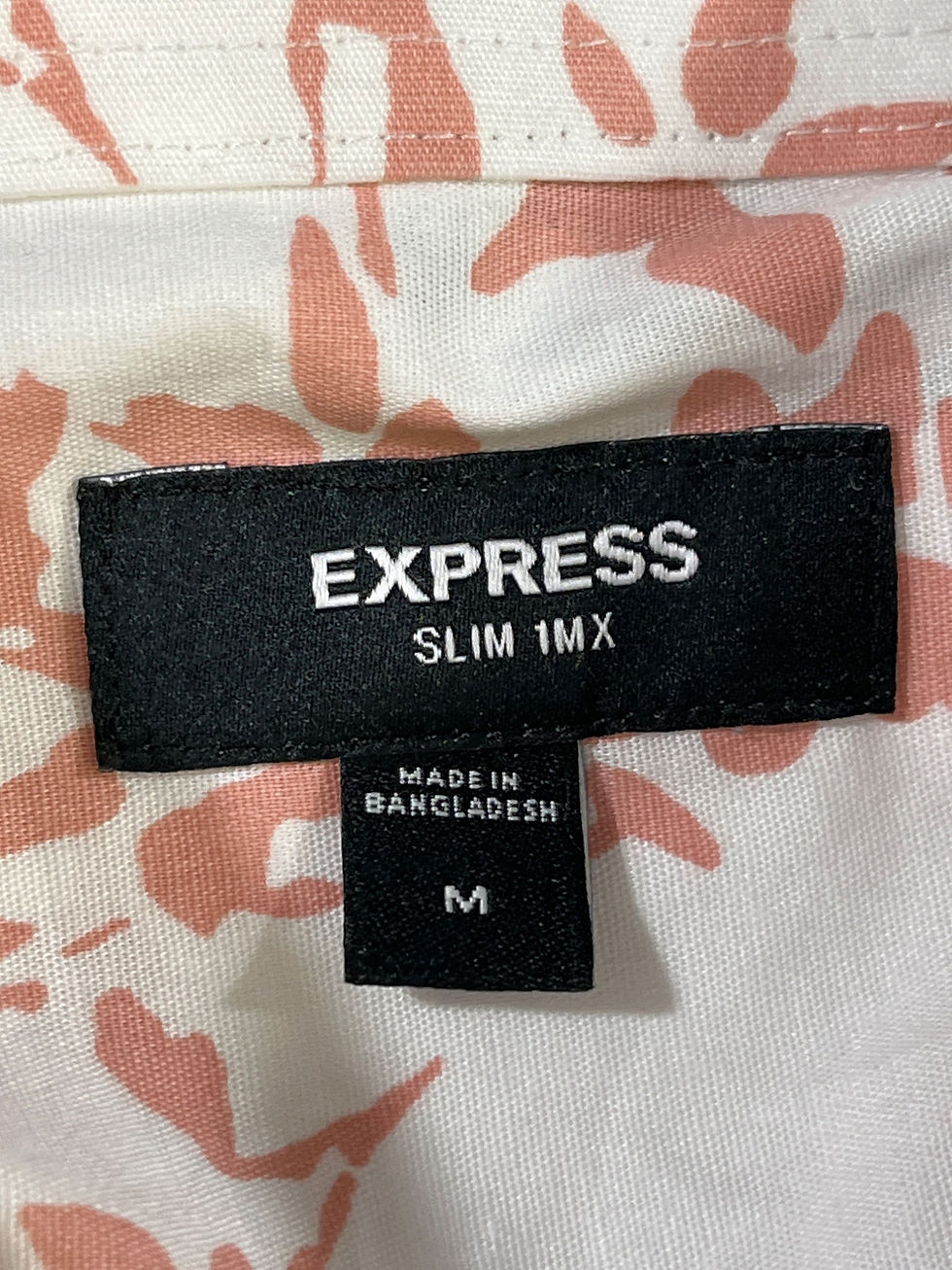 Thumbnail: Express Mens White Floral Slim 1MX Button Up Shirt Size M SKU 6703