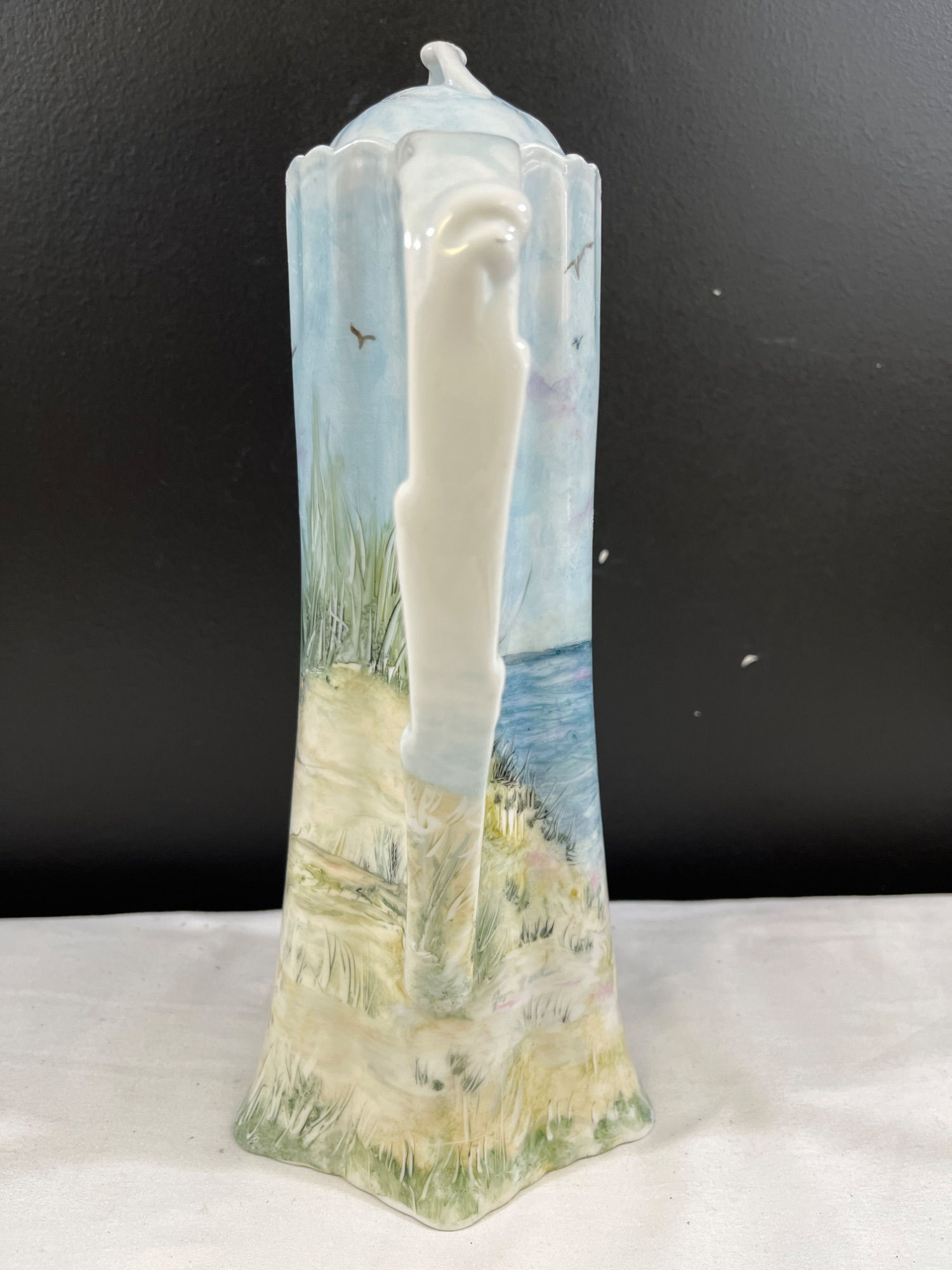 Hand Painted By Joyce Brennan Martin Blue Sea Design Pitcher SKU 6607