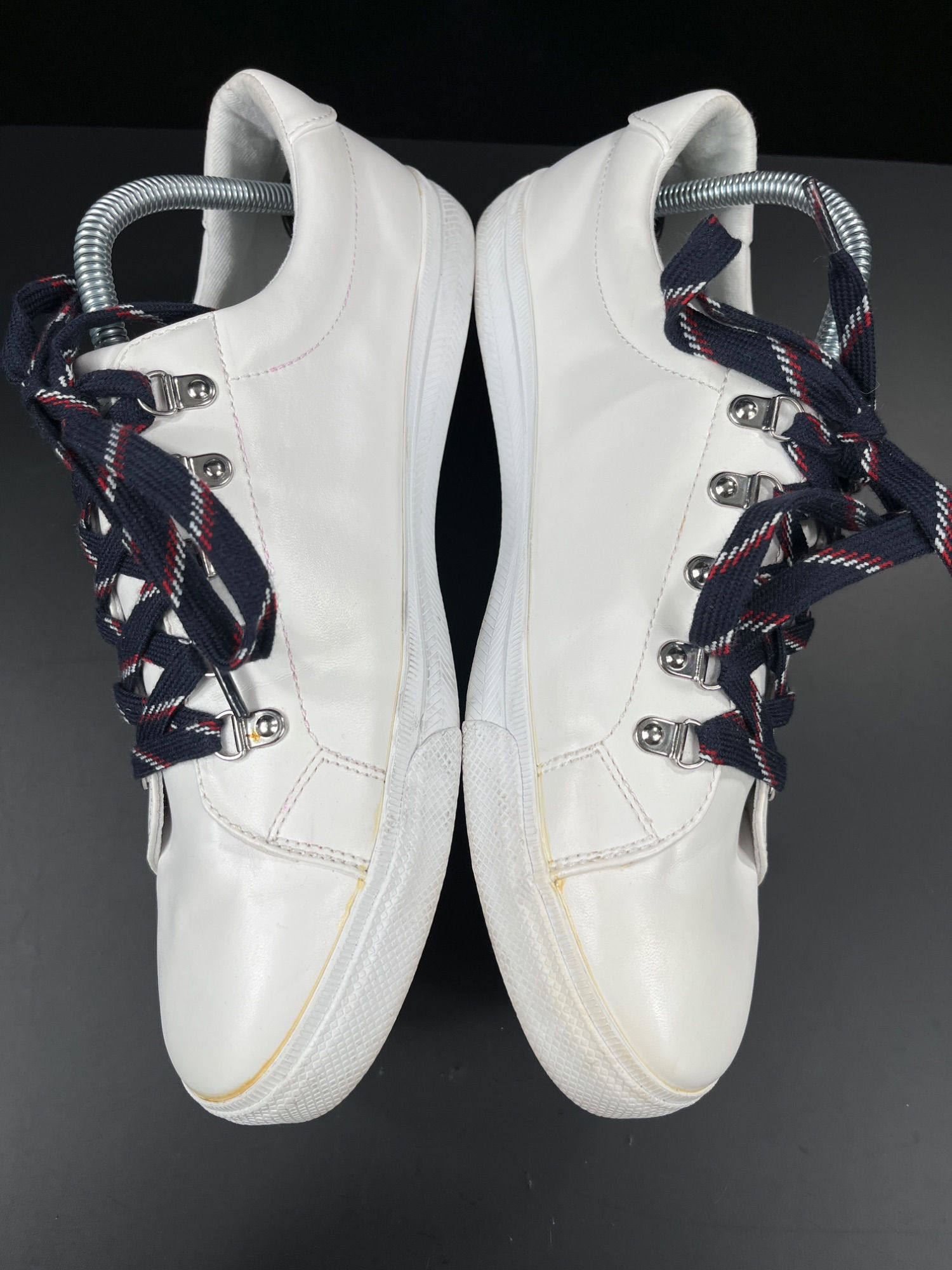 Tommy Hilfiger SKU 531 Mens White Leather Sneakers Navy Laces Size 11