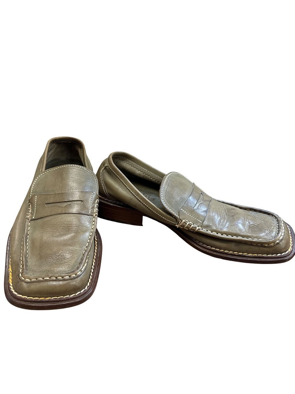 Thumbnail: Jonathan Made In Italy Leather Slip-On Green Loafers Shoes Size 9 SKU 6897