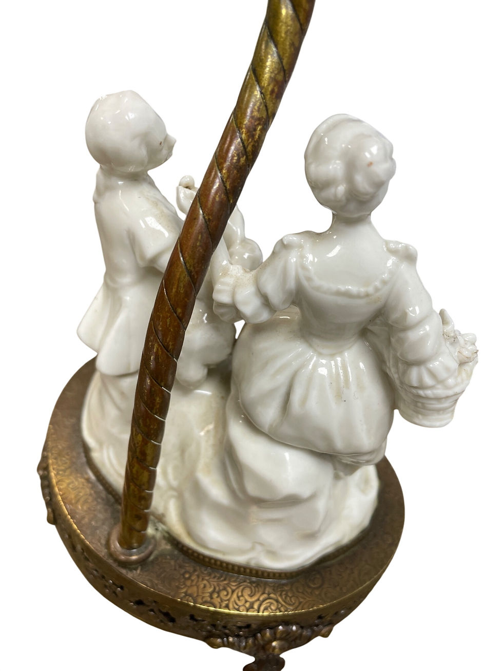 Thumbnail: Shepperd Boy VTG Porcelin Brass 10"x5" Figural Lamp Rococo 1930's SKU 9730