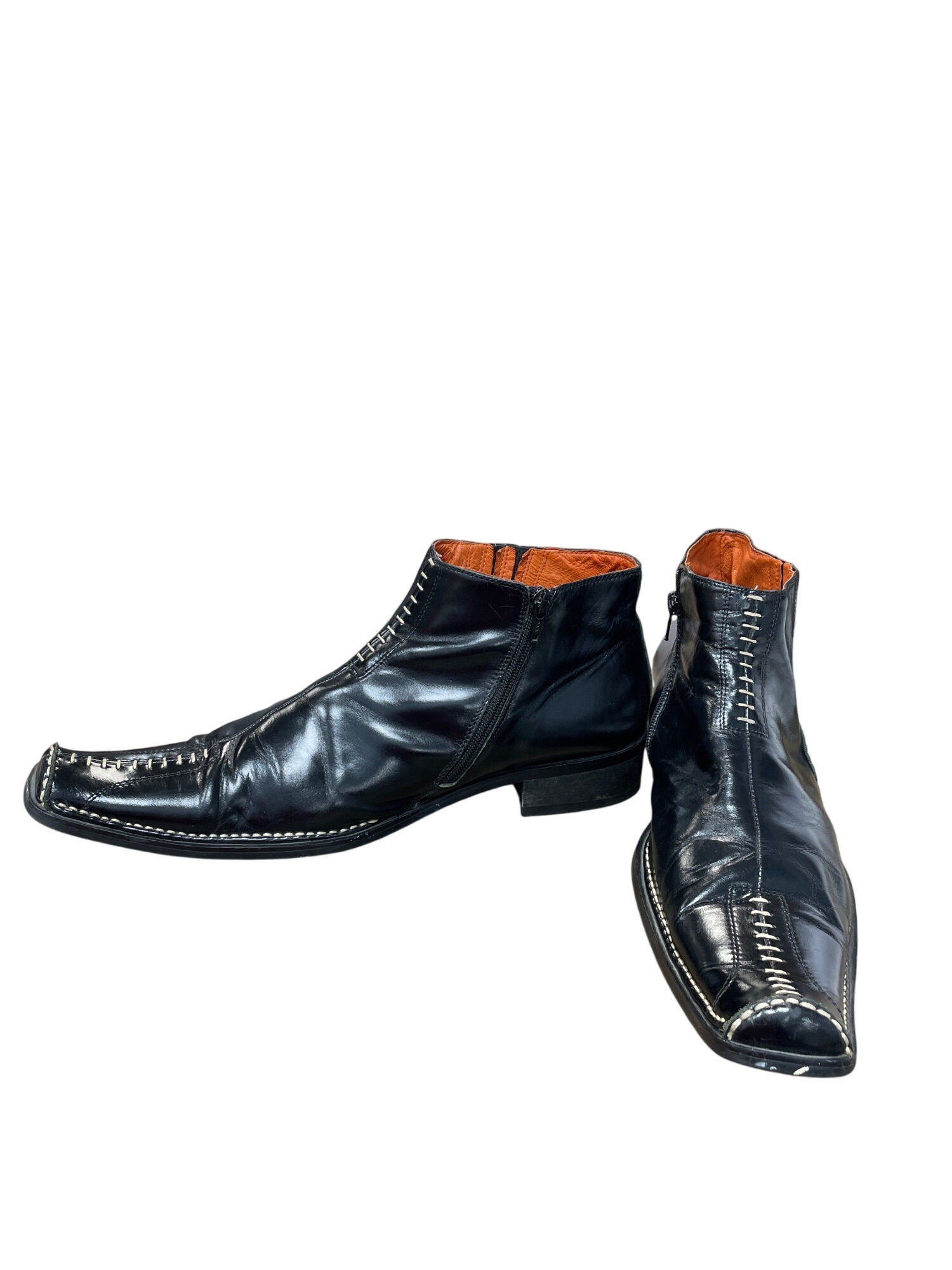 Robert Wayne Mens Black Leather Stitch Ankle Chukka Boots Sz 10 SKU 9518