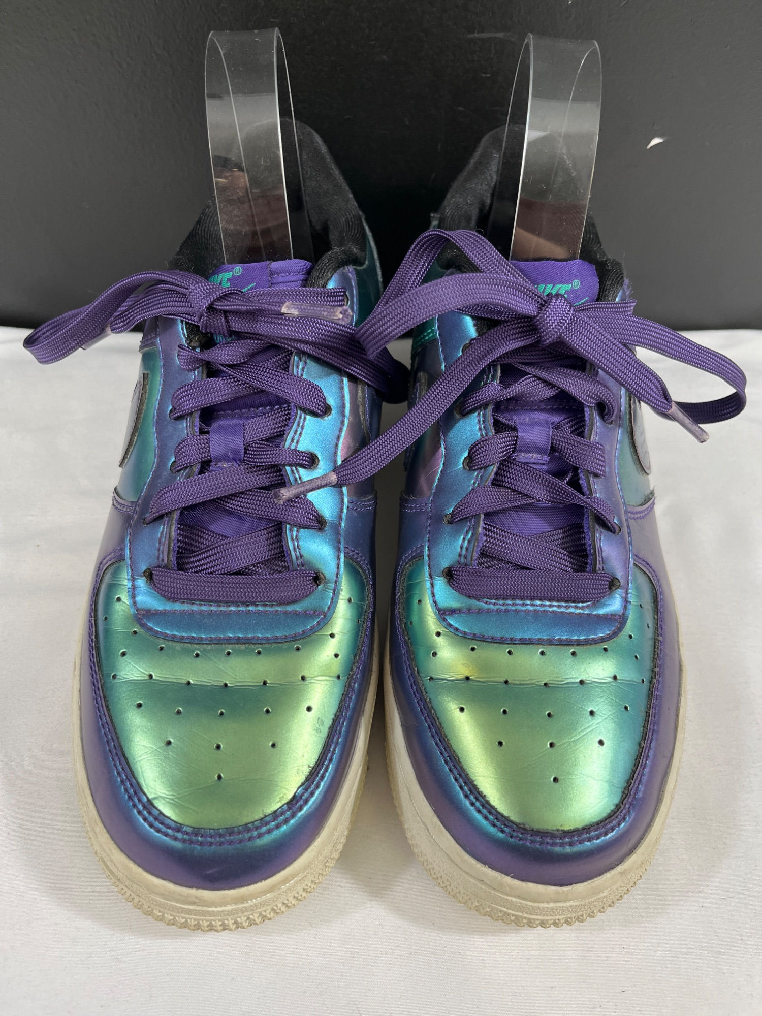 Nike Air Force 1 Boy's Blue Holographic Low Top Sneakers Size 5Y SKU 6115