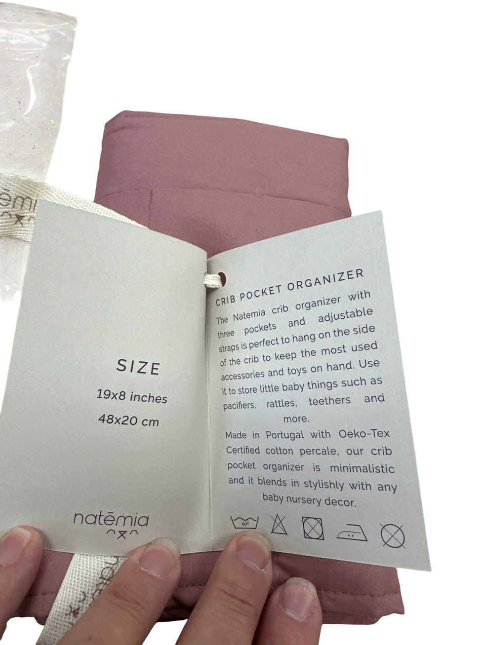 Thumbnail: Natemia Crib Pocket Organizer Misty Rose 19x8 Inches SKU 7189