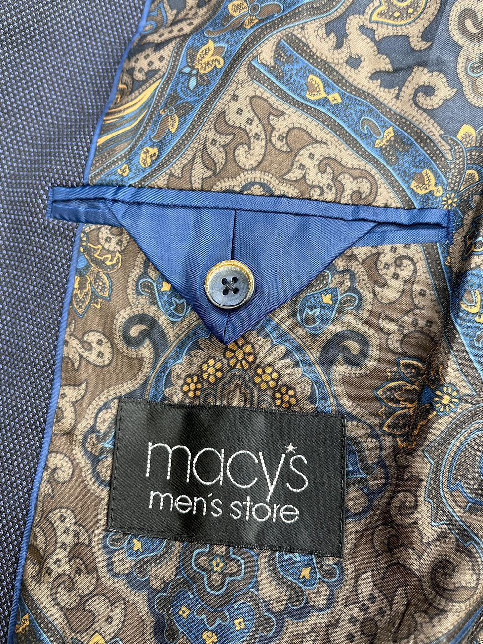 Thumbnail: Tallia SKU 7469 Navy Blue and Black Blazer Size 42R