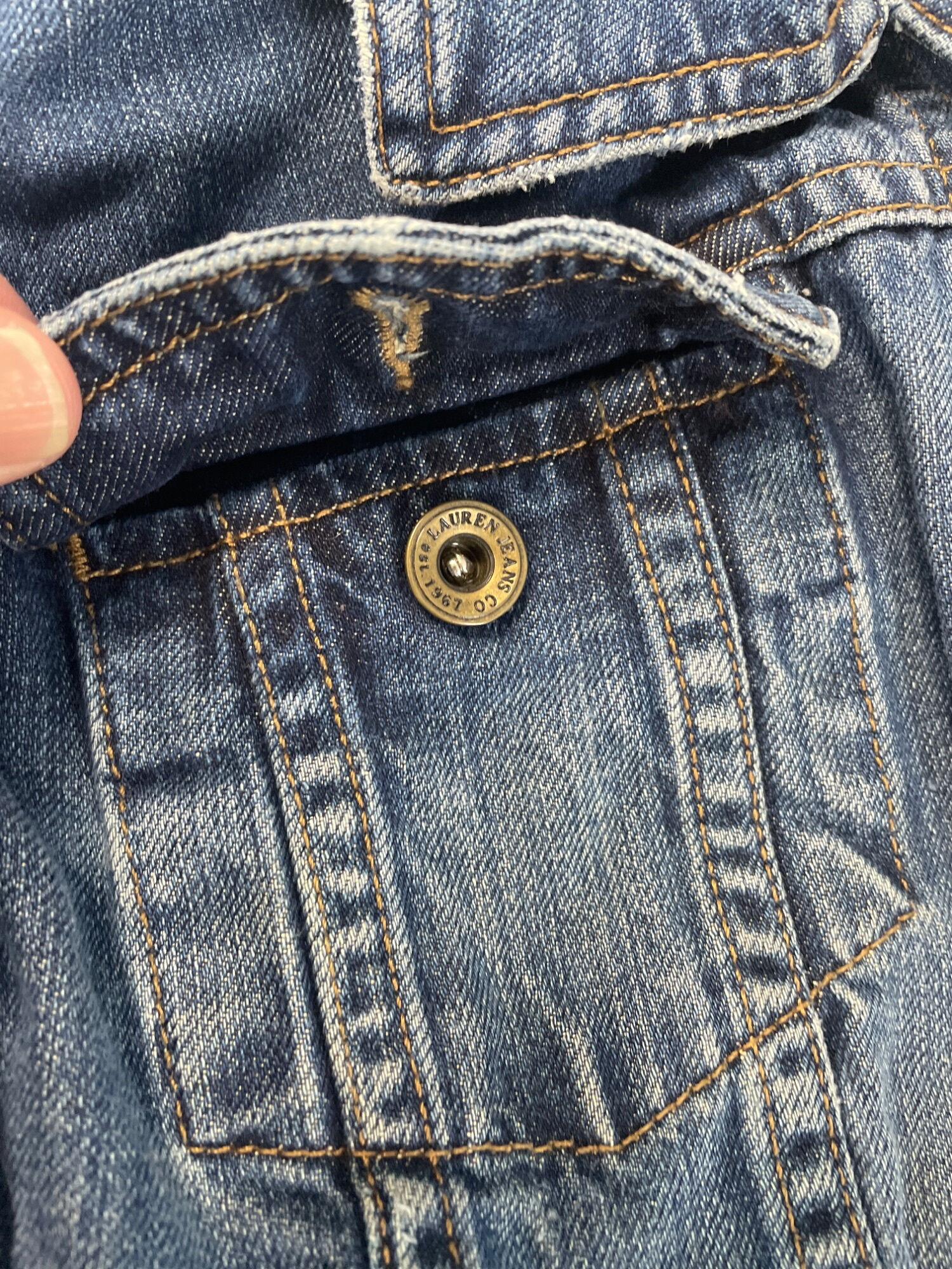 Lauren Jeans Co. Premium Womens blue button Denim Jacket size S SKU 9256