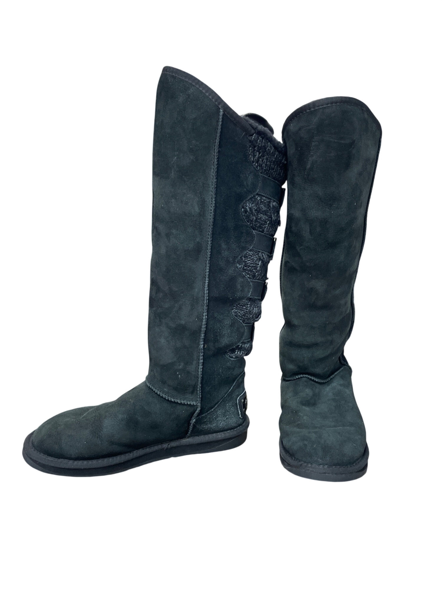 Ugg Luxe Collection Womans Black Suede Sheepskin Lined WInter Knee Boots Sz 10 S