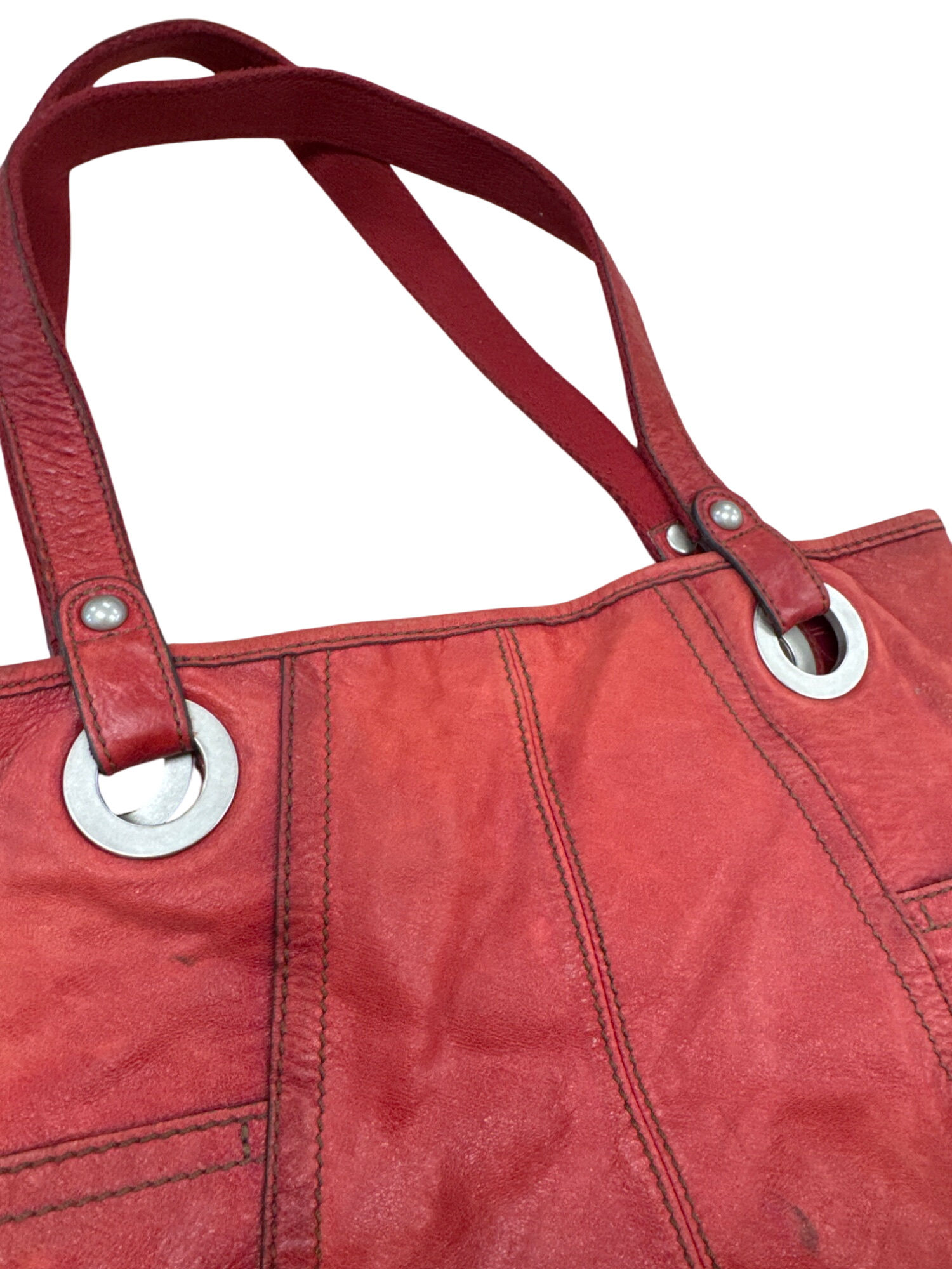 Vintage Fossil Womens Red Leather Handbag Purse 13x10 SKU 7328