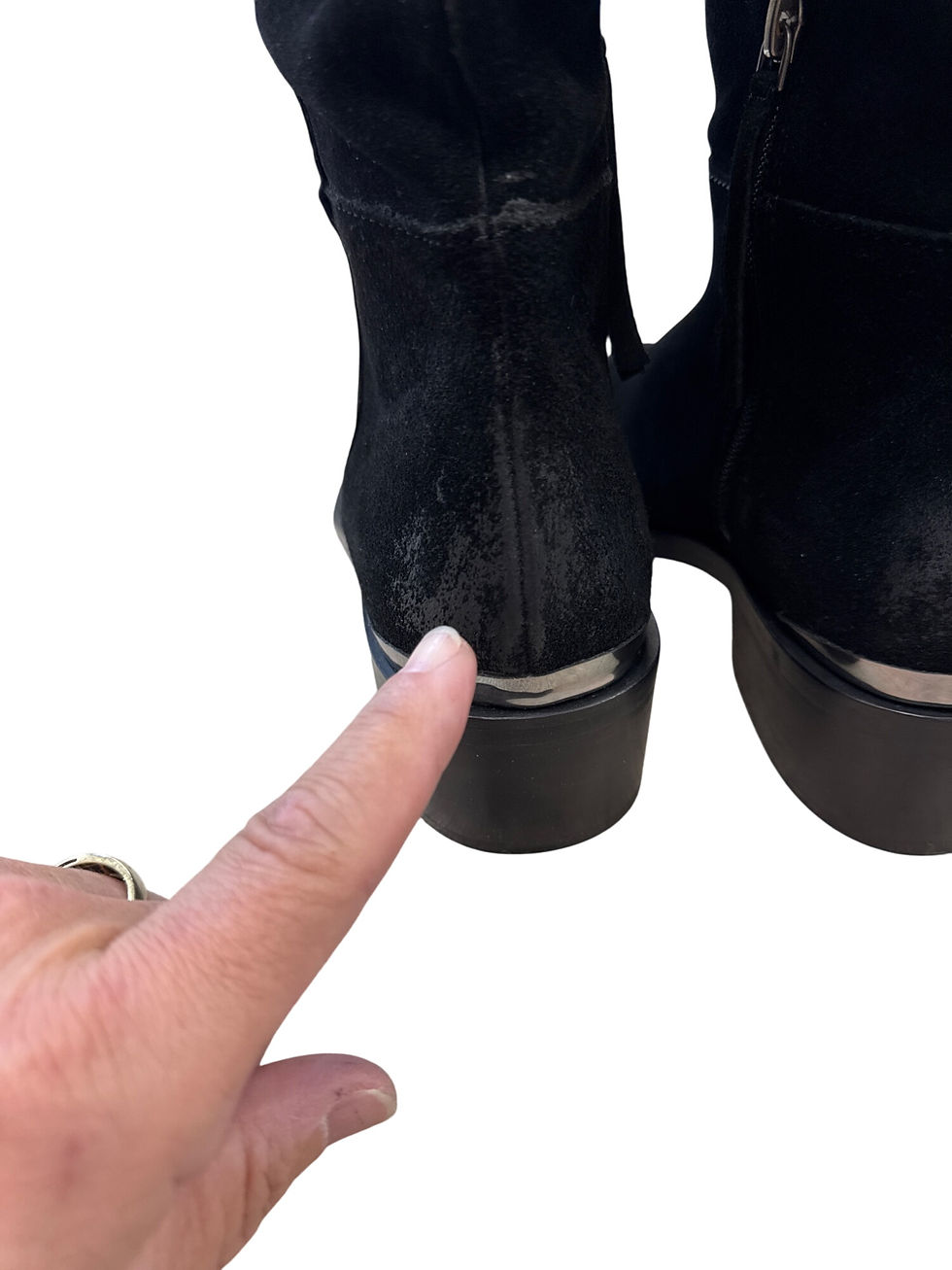 Thumbnail: Naughty Monkey Womens Black Suede Leather Riding Boots Size 8.5 SKU 7436