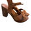 Thumbnail: Mariella Made in Italy women’s brown leather block heels sandal shoes size 9.5 S