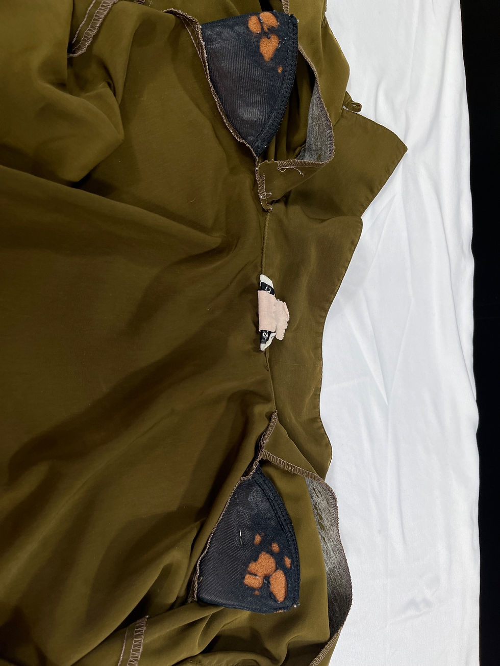 Thumbnail: California Krush SKU 7783 Womens Vintage Olive Green Button Up Silk Blouse Size