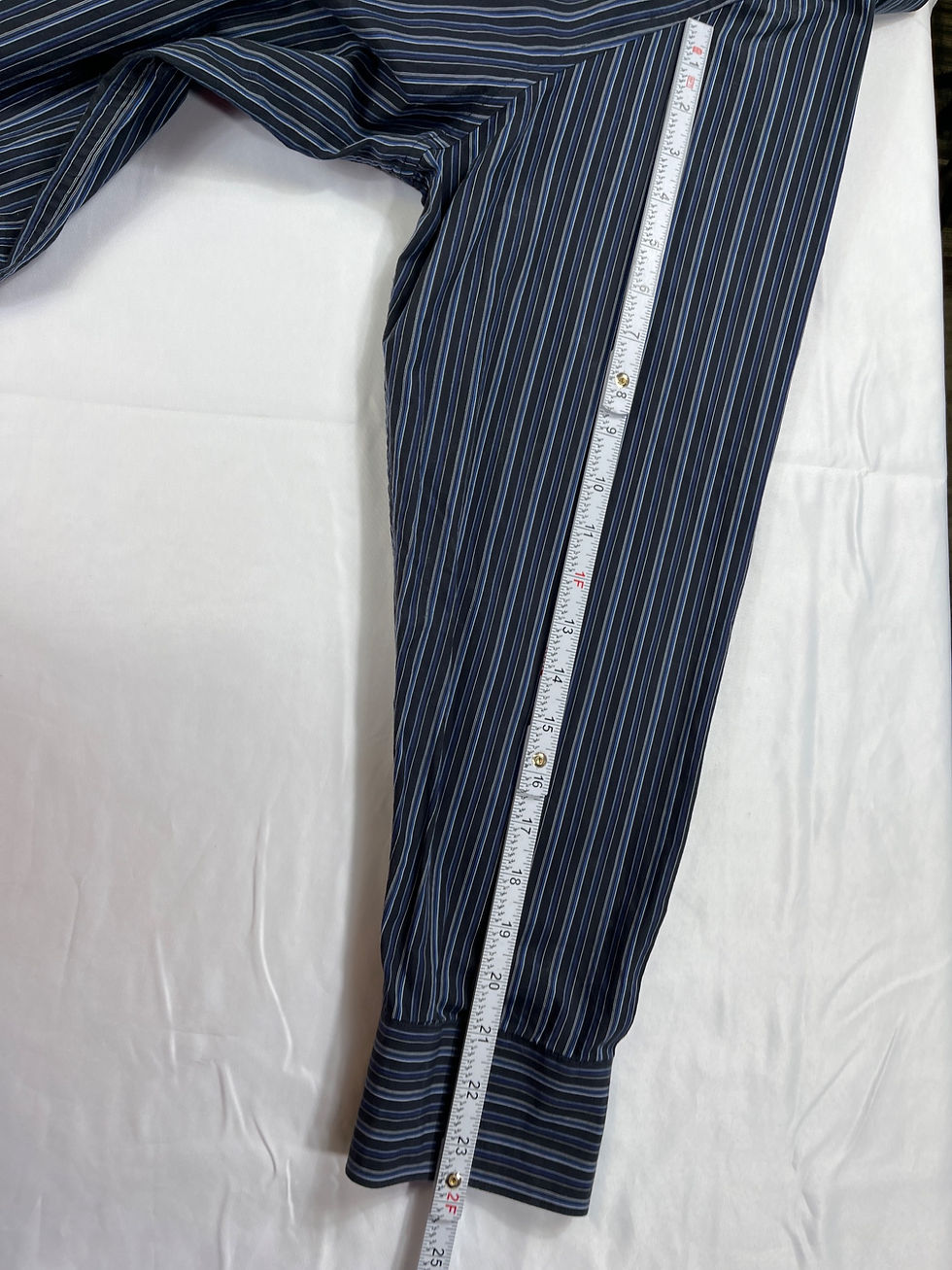 Thumbnail: Calvin Klein Mens Blue Striped Button Down Shirt Size XL SKU 7138