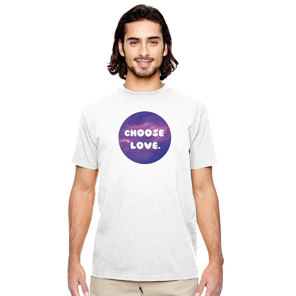 Thumbnail: Choose Love Organic Cotton T-Shirt – Purple Print, Unisex Fit