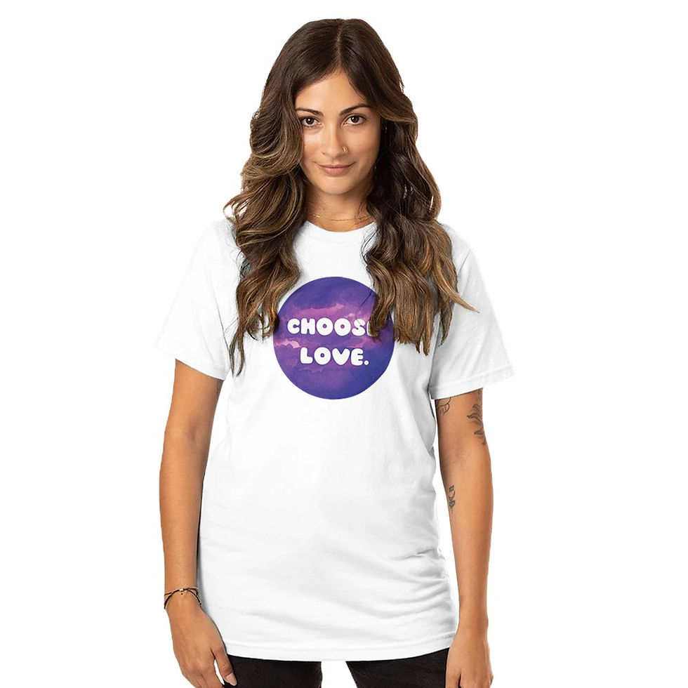 Thumbnail: Choose Love Organic Cotton T-Shirt – Purple Print, Unisex Fit