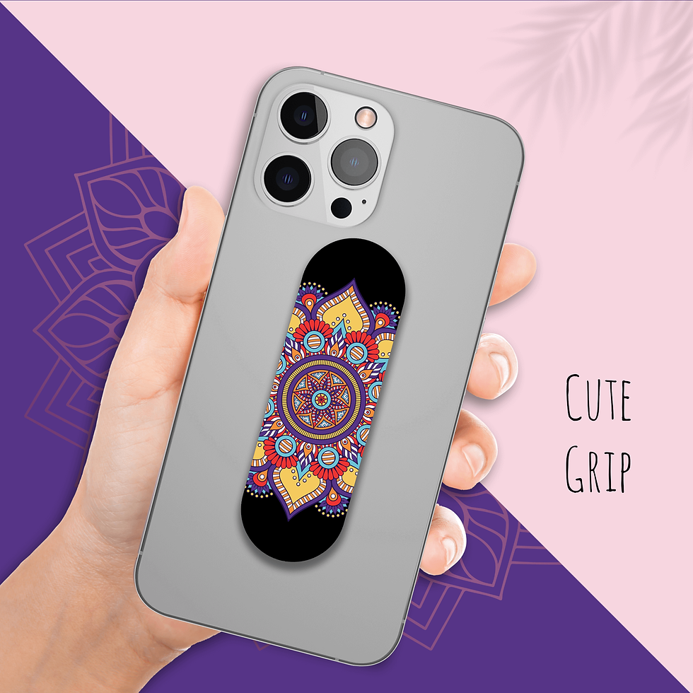 Thumbnail: Finger Grip & Selfie Holder  - Mandala & Black (Pack of 2)