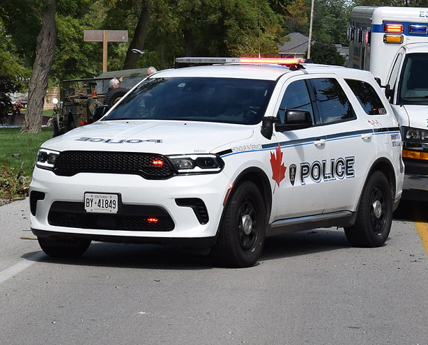 A Windsor police cruiser is seen at a traffic matter in Amherstburg in 2024.