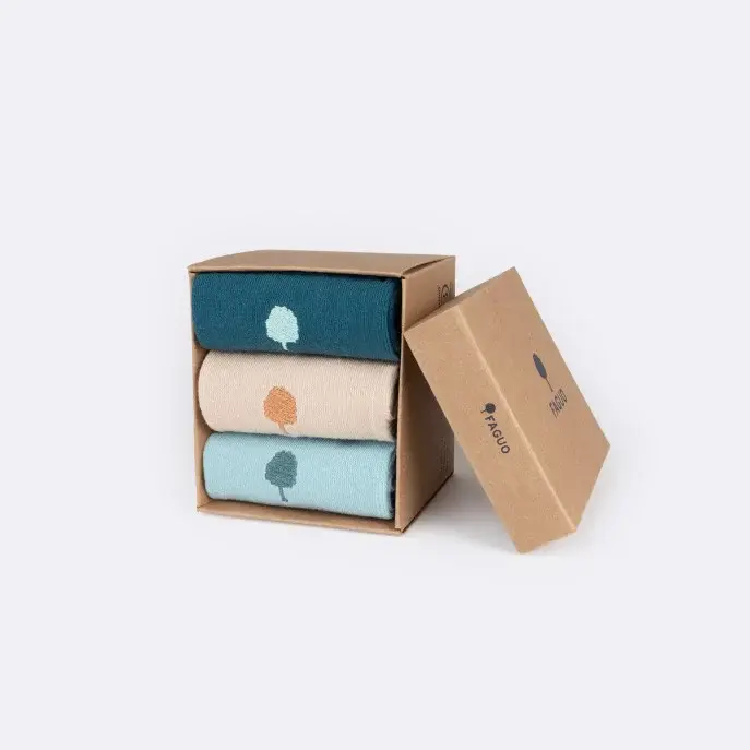 Pack 3 x paires chaussettes unies vert et beige