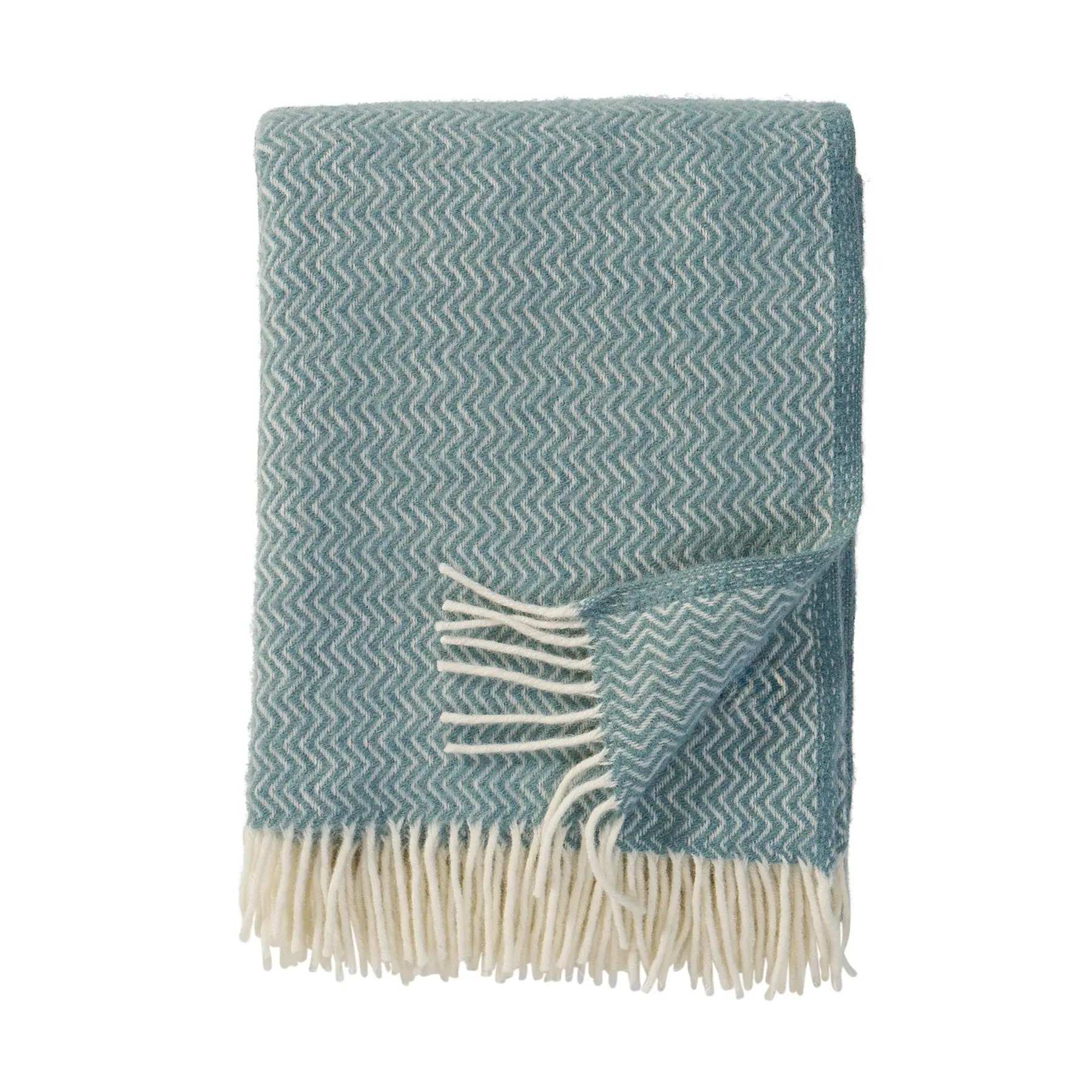 Plaid en laine d'agneau Zigzag bleu grisé