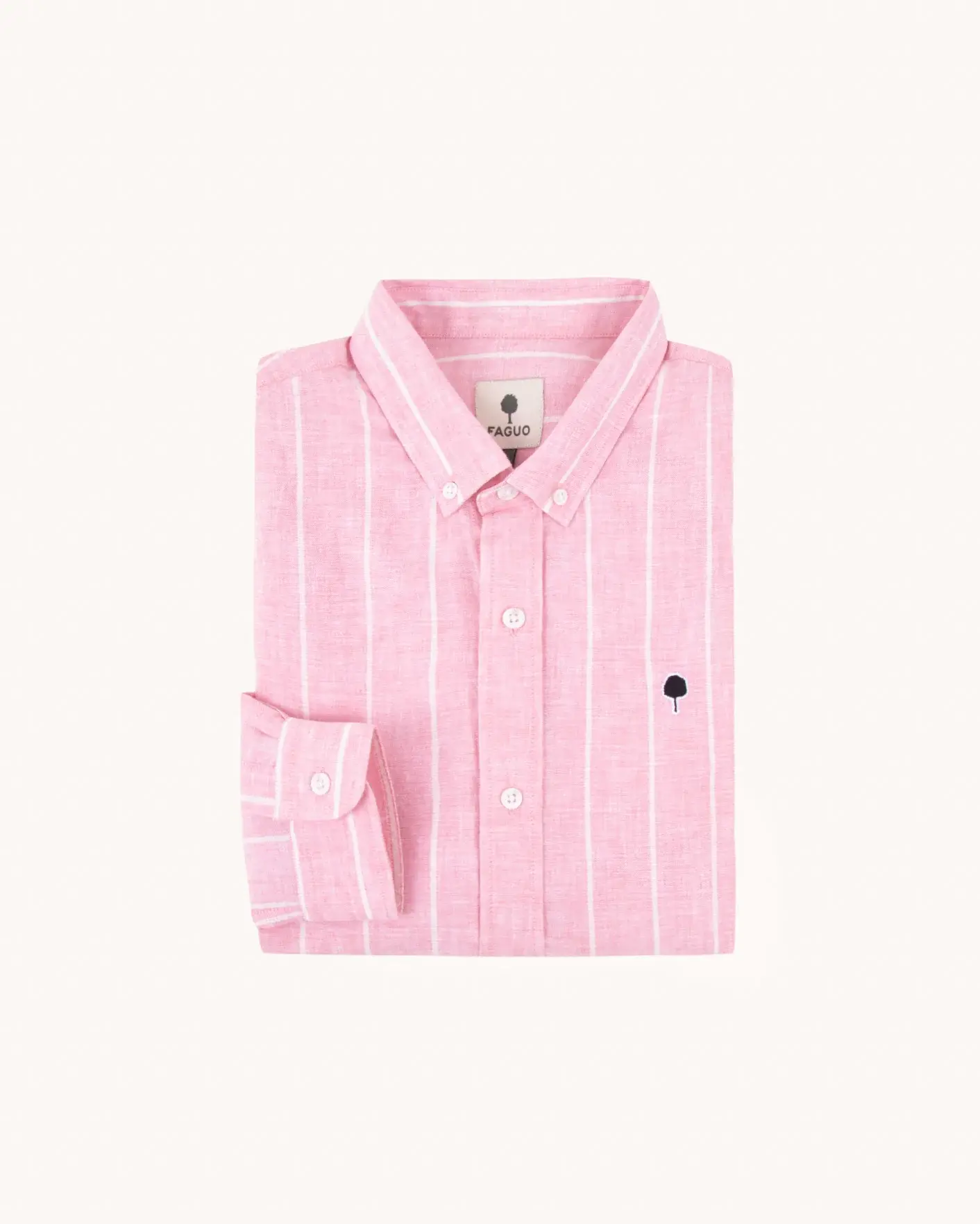 Chemise coton et lin à rayures rose Faguo