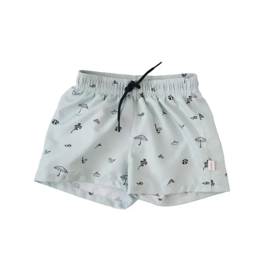 Maillot de bain short garçon bleu motif plage