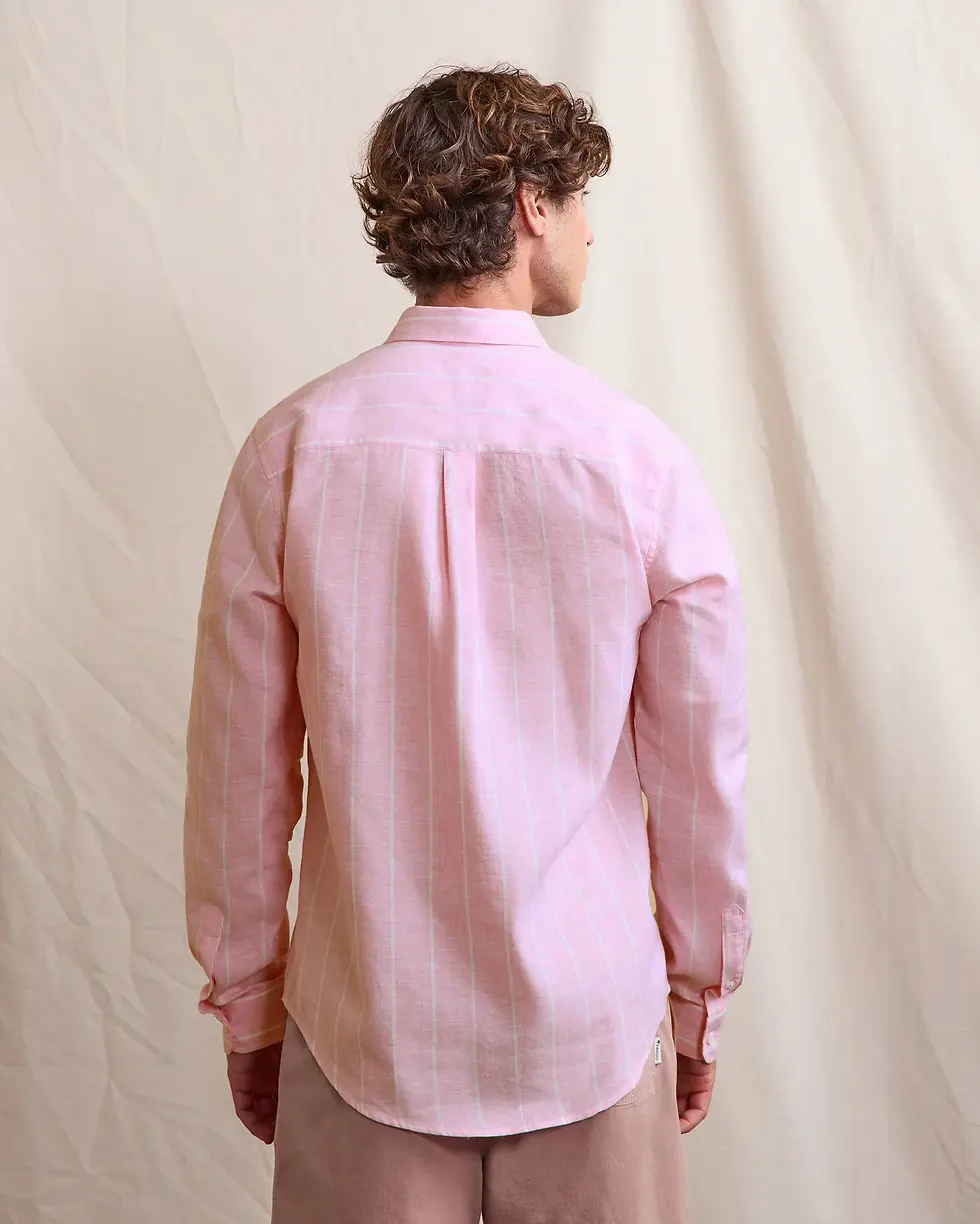 Miniaturbild: Chemise coton et lin à rayures rose Faguo