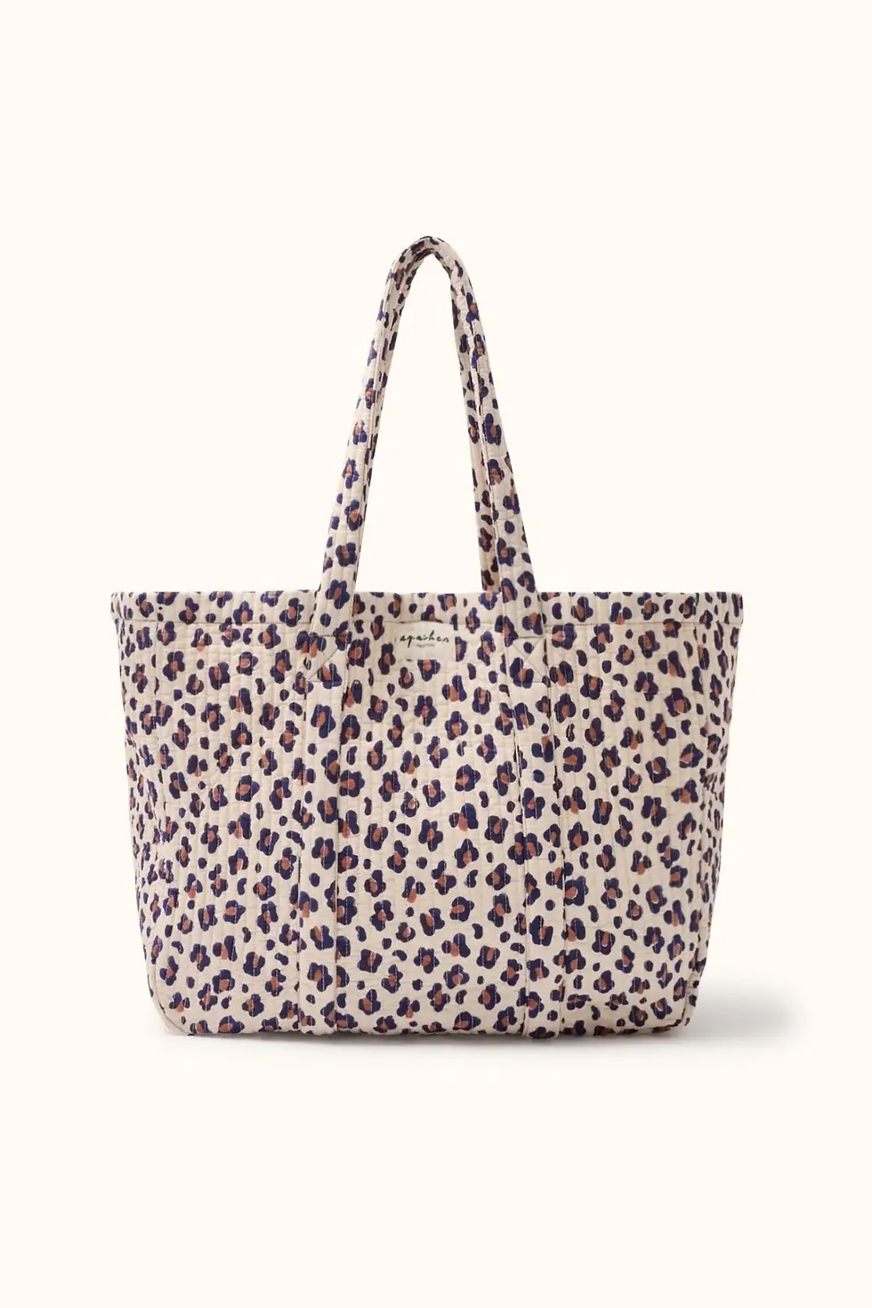 Miniature : Grand sac cabas imprimé léopard beige et marine
