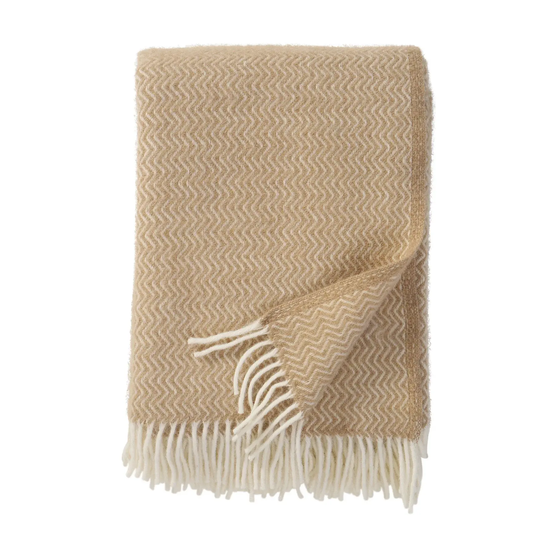 Plaid en laine d'agneau Zigzag beige sable