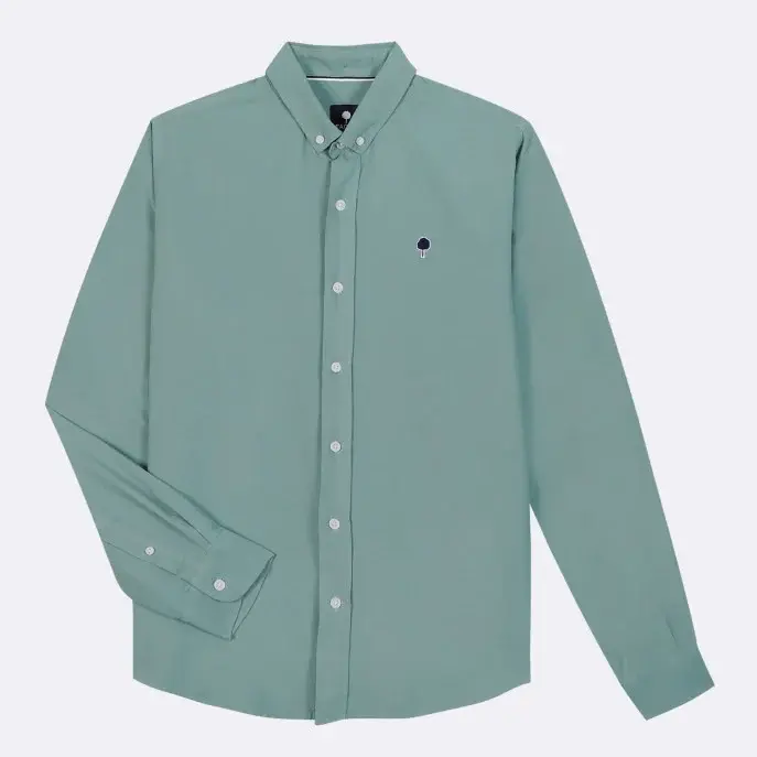 Chemise unie manches longues vert d'eau