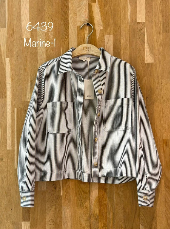 Veste écrue rayée bleu marine Ycoo Paris